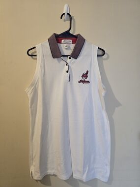 Cleveland Indians Antigua Polo Tank Cotton White Size Medium MLB